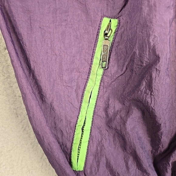 Vintage 90’s Men Y2K Champion Windbreaker Lace Up Nylon Jacket Size S Purple/Gre - Picture 4 of 16